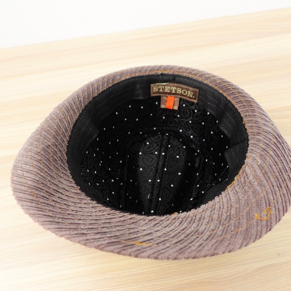 Stetson Western‎ Hat Gray Large Cotton Reverse Corduroy Trilby Traveller Fedora main image 6
